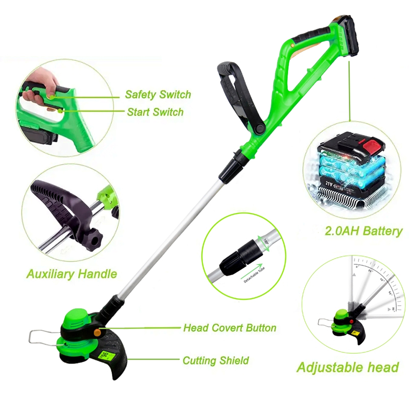 GT1701 Aparador de corda para ervas daninhas 20V 25CM Aparador de grama sem fio com bateria e carregador